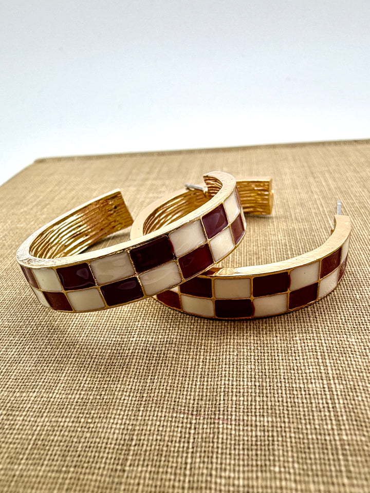 Maroon & White Check Hoops