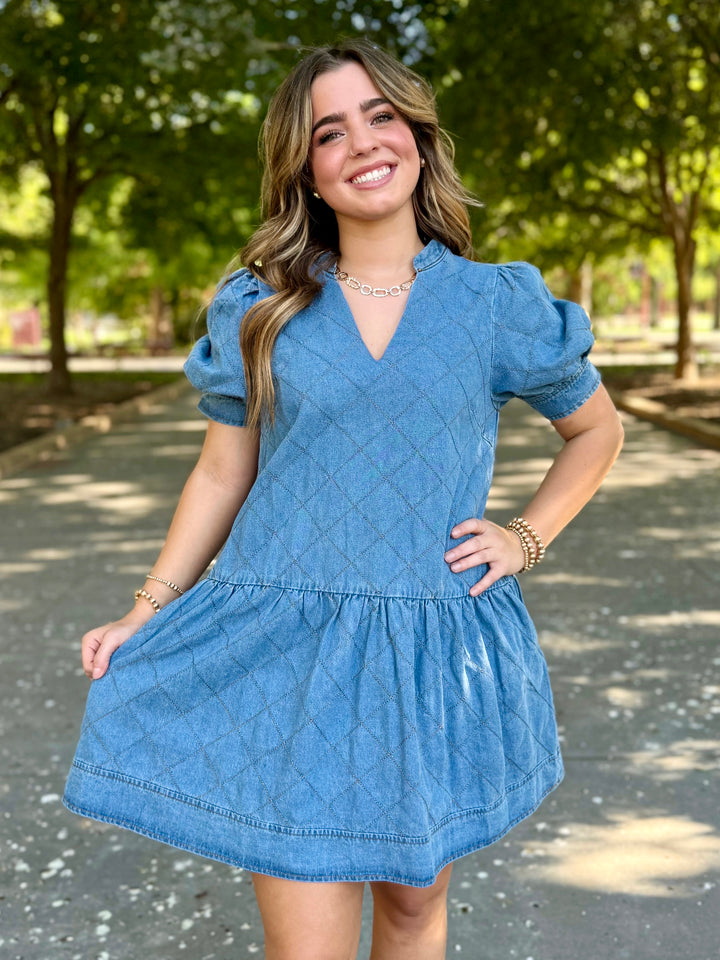 Fall Staple Quilted Denim Dress