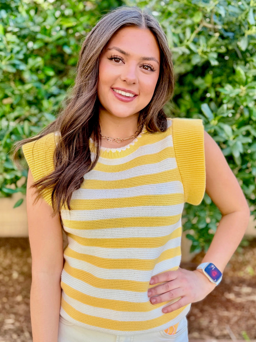 Sunny Stripes Yellow Ruffle Sleeve Sweater