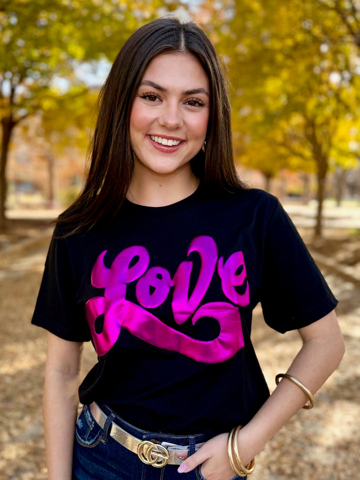 Love in Metallic Pink Short Sleeve Tee