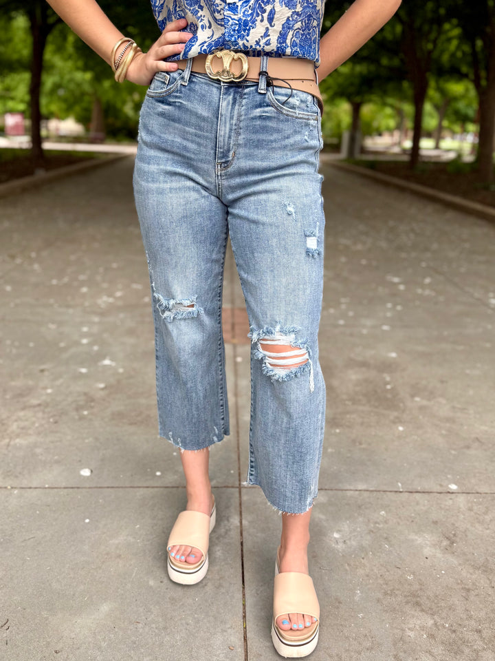 Amber High Rise Cropped Wide Leg Jean by Judy Blue