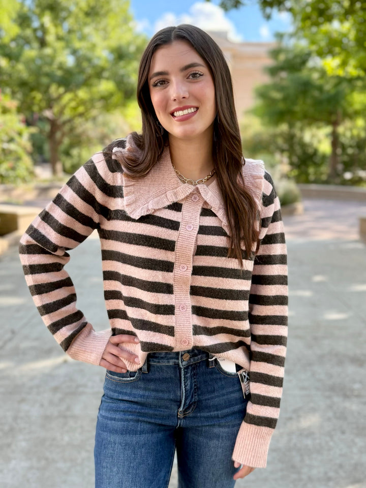 Pop of Blush Striped Sweater