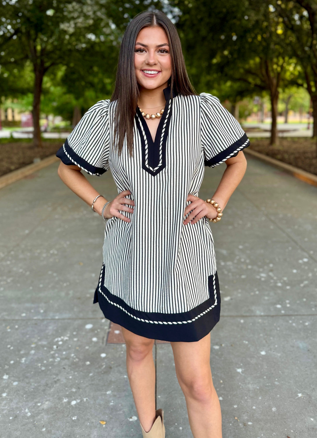 Sunday Stripes Puff Sleeve Dress
