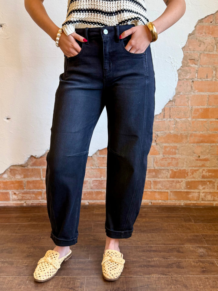 Adalee High Rise Cuff Barrel Jean by Risen