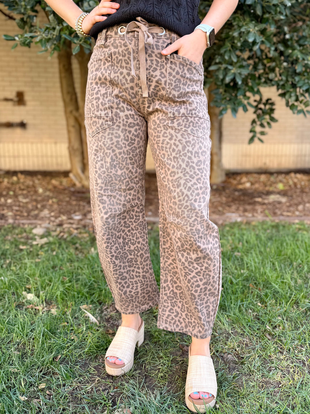Georgia High Rise Leopard Barrel Jean by Risen
