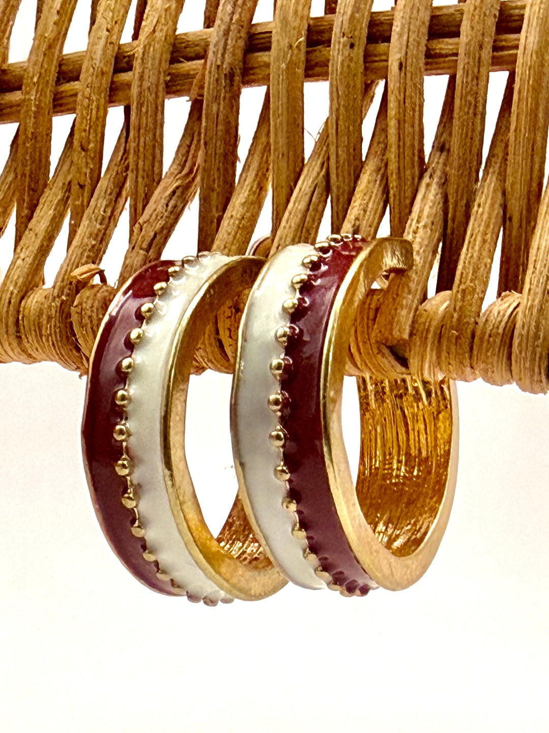 Double Take Maroon Hoop Earrings