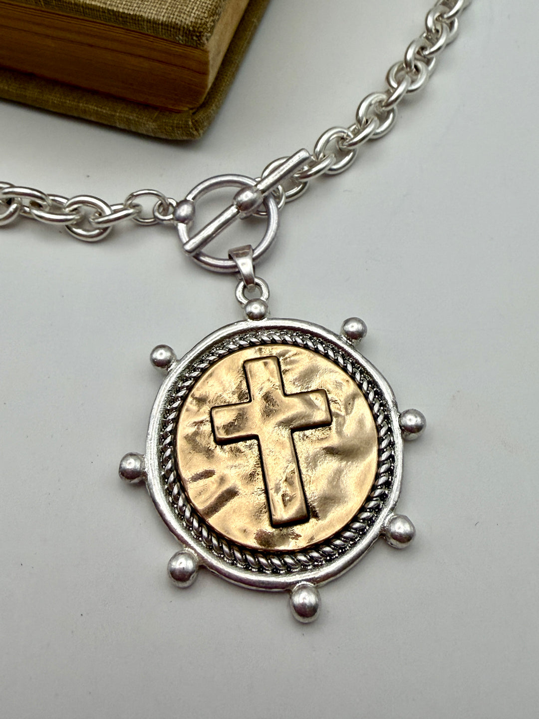 Two Tone Coin Pendant Necklace