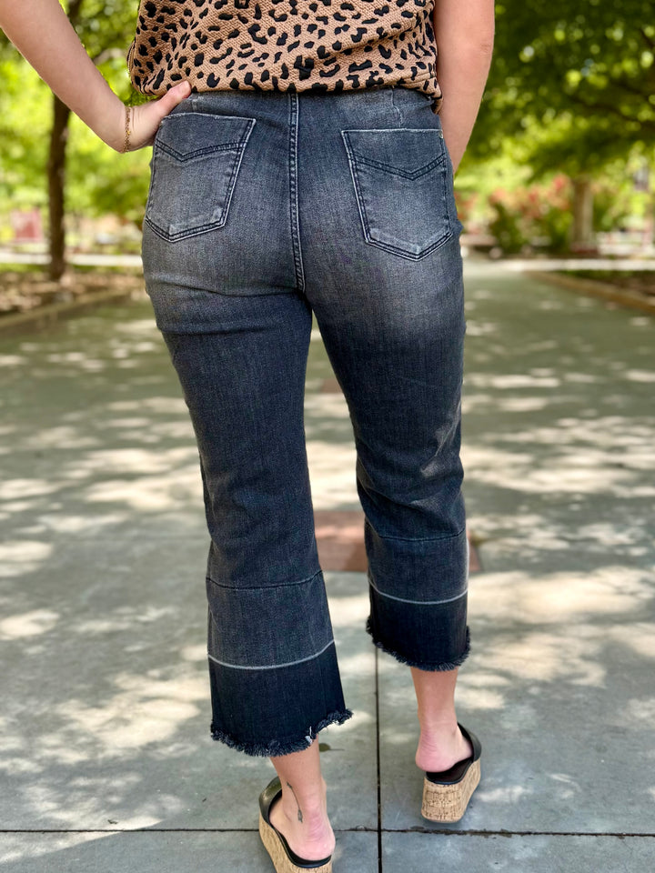 Millie Washed Black Wide Leg Crop by Judy Blue