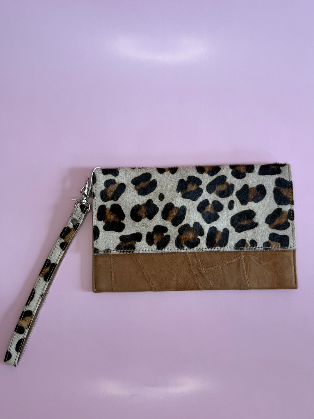 Alana Leopard Hide Wristlet