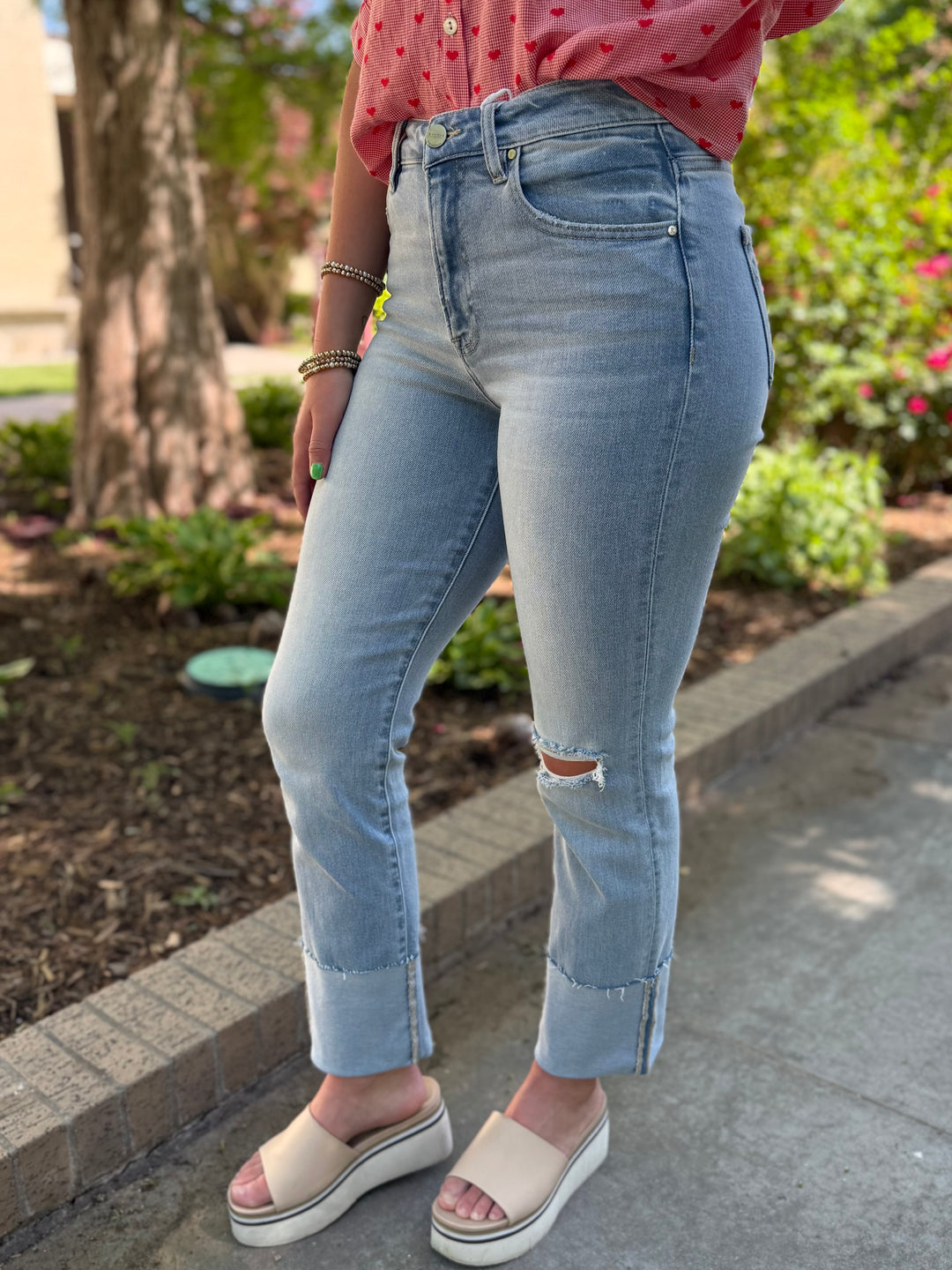 Trena High Rise Straight Leg Cuffed Jean by Risen