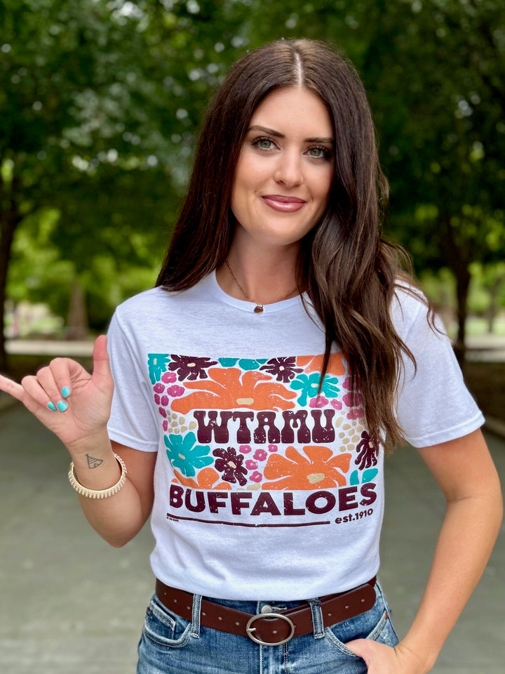 WTAMU Spring Florals White Graphic Tee