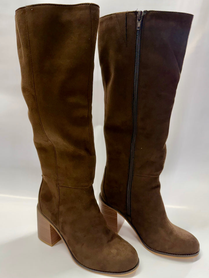 Sabrena Tall Boot by MIA - Chocolate Faux Suede