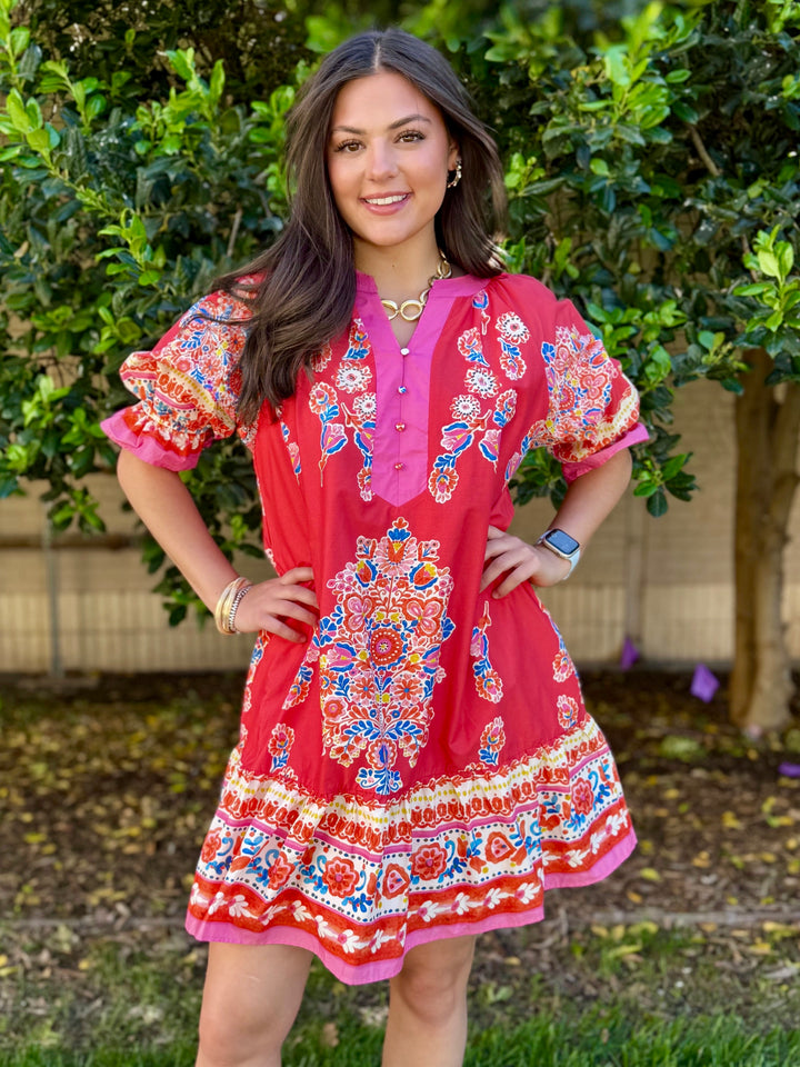 Sweet Escape Coral V-Neck Dress