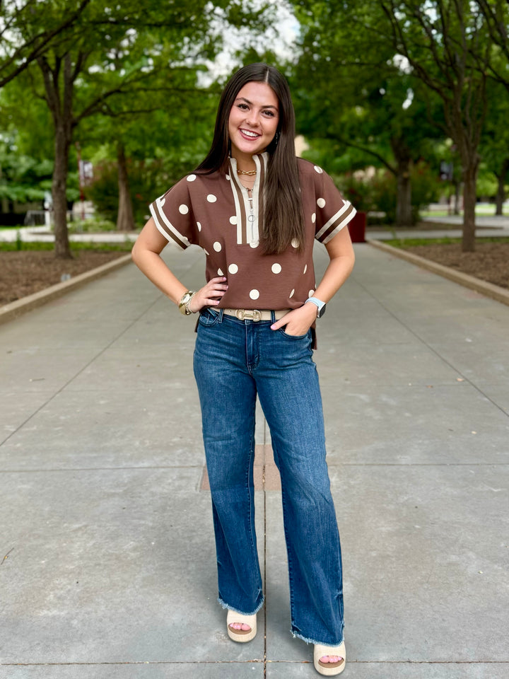 A Little Spotty Brown 1/4 Zip Top