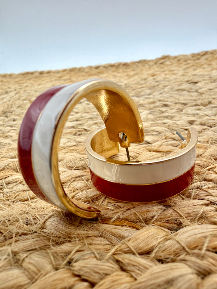 Crimson & White Stripe Hoops