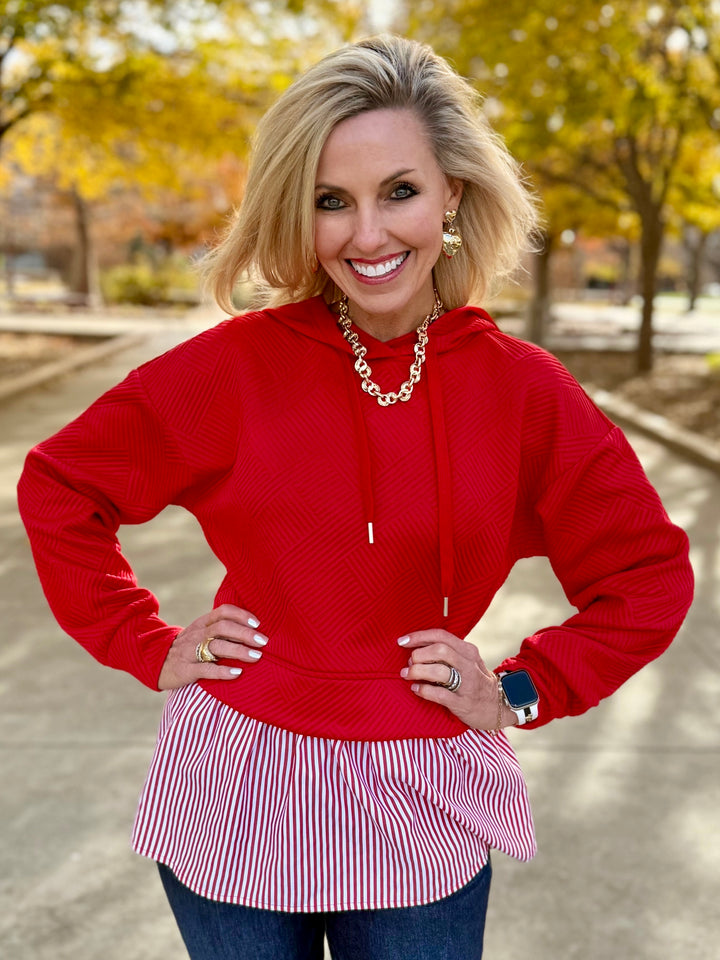 Hushed Stripes Textured Hoodie