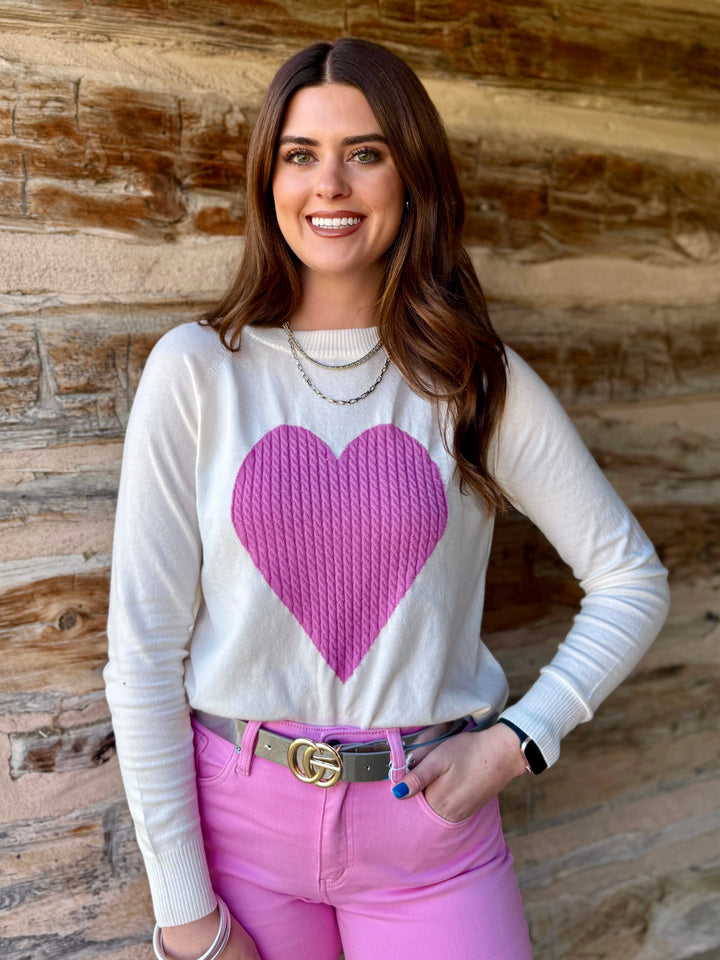 Be Mine Pink Heart Sweater