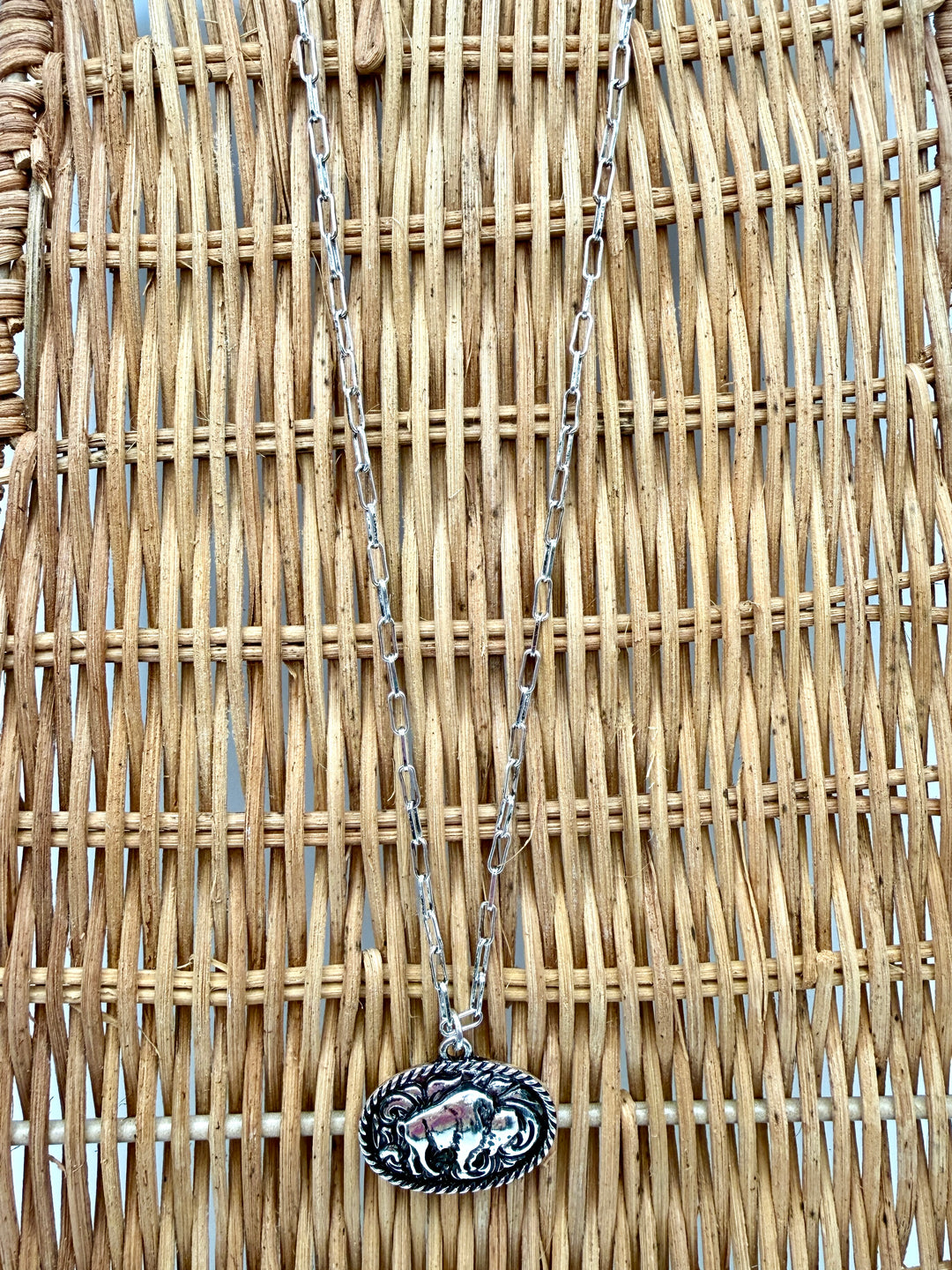 Oval Buffalo Plate Necklace