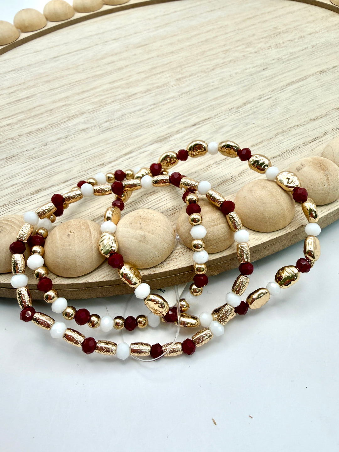 Maroon Beaded Bracelet Set