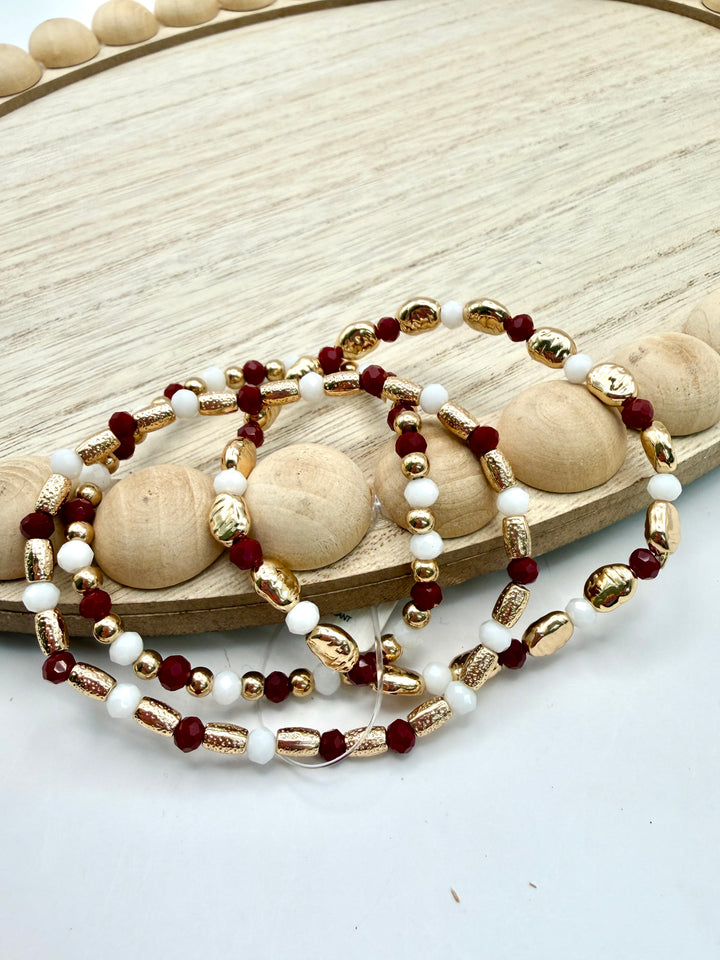 Maroon Beaded Bracelet Set