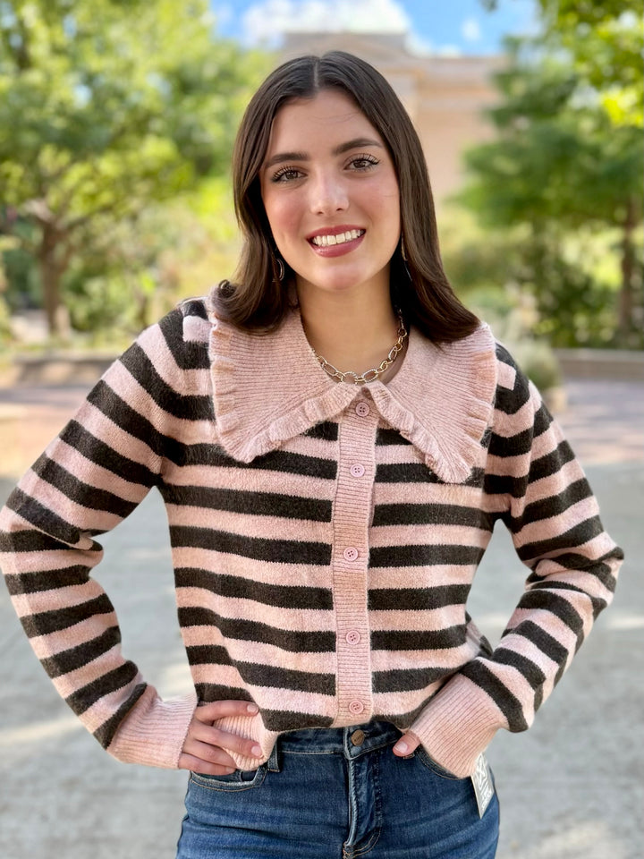 Pop of Blush Striped Sweater