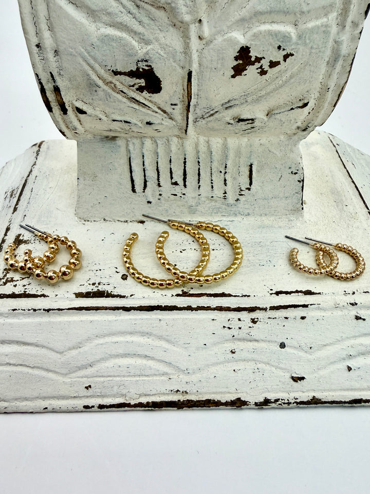 Stella Gold Beaded Hoops Set