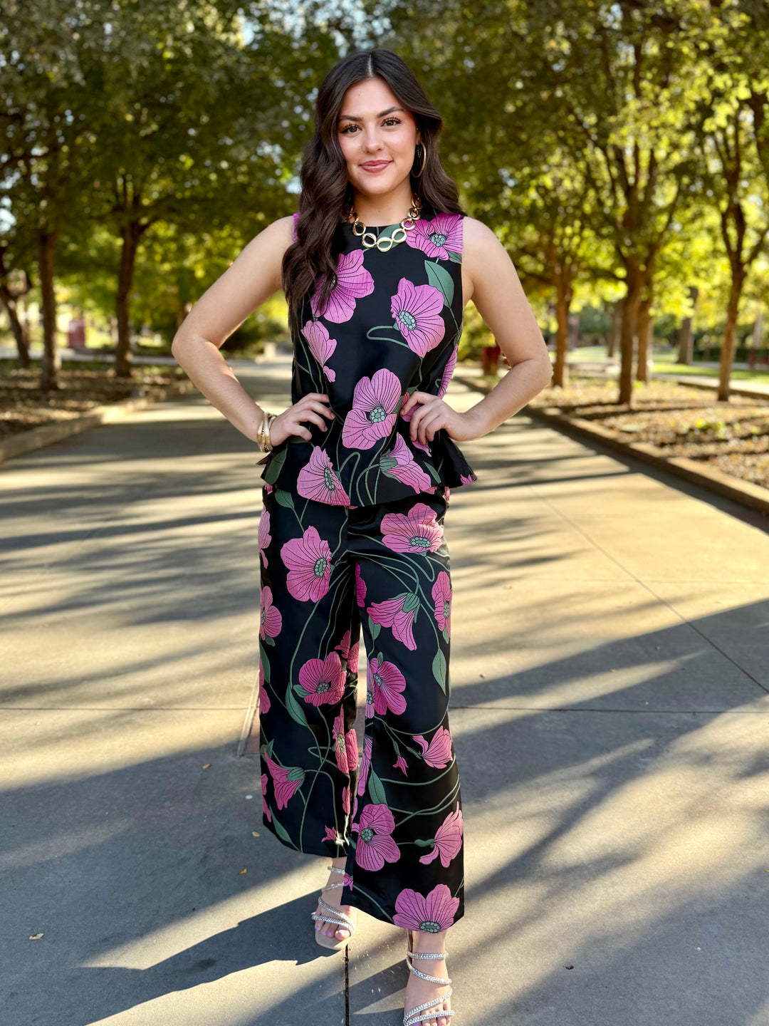 Midnight Garden Black Pant Set