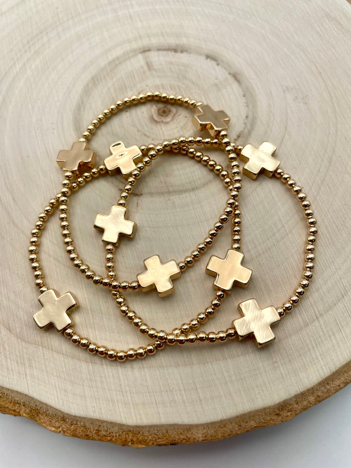 Muriel Ball Beaded Square Cross Bracelet Set