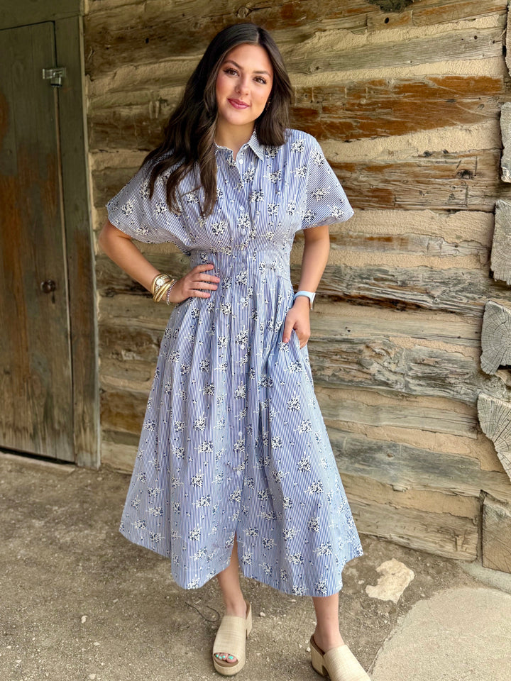 Light Blue Meadow Midi Dress