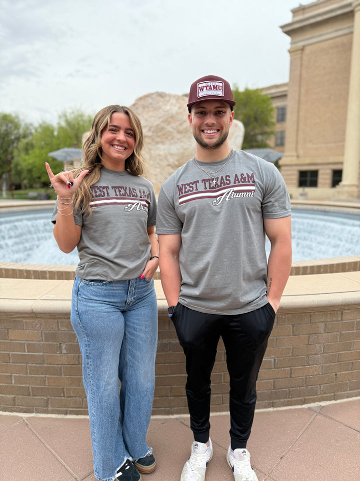 Grey West Texas A&M Alumni Script Tee