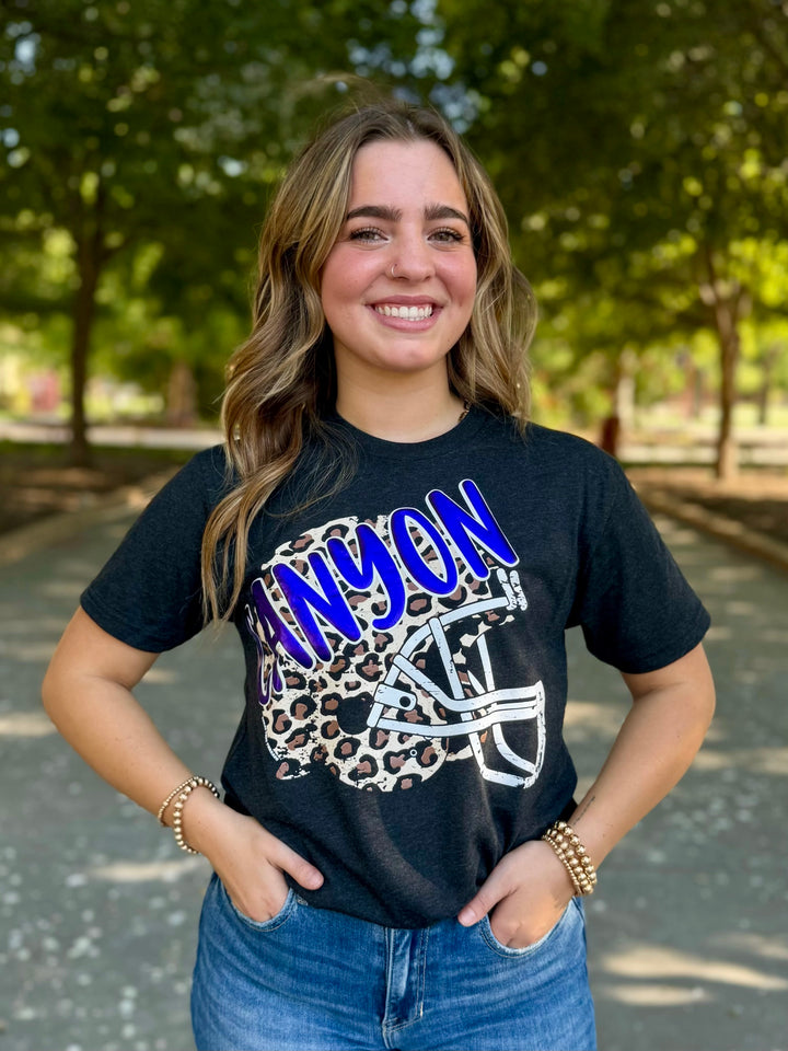 Canyon Leopard Football Helmet Tee