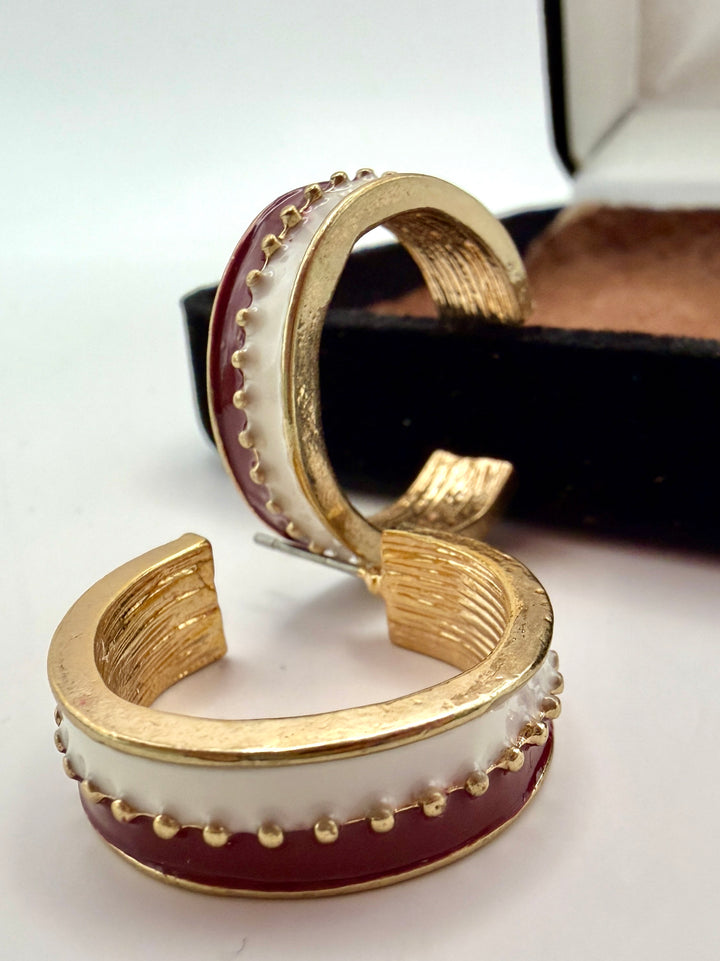 Double Take Maroon Hoop Earrings
