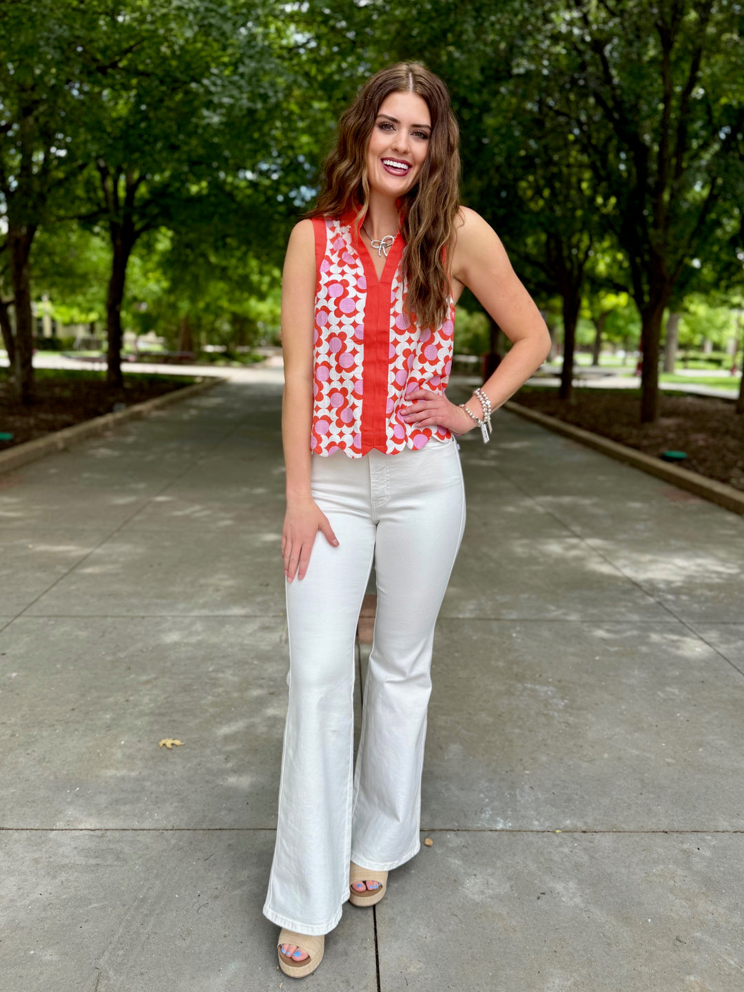 Retro Blooms Sleeveless Top