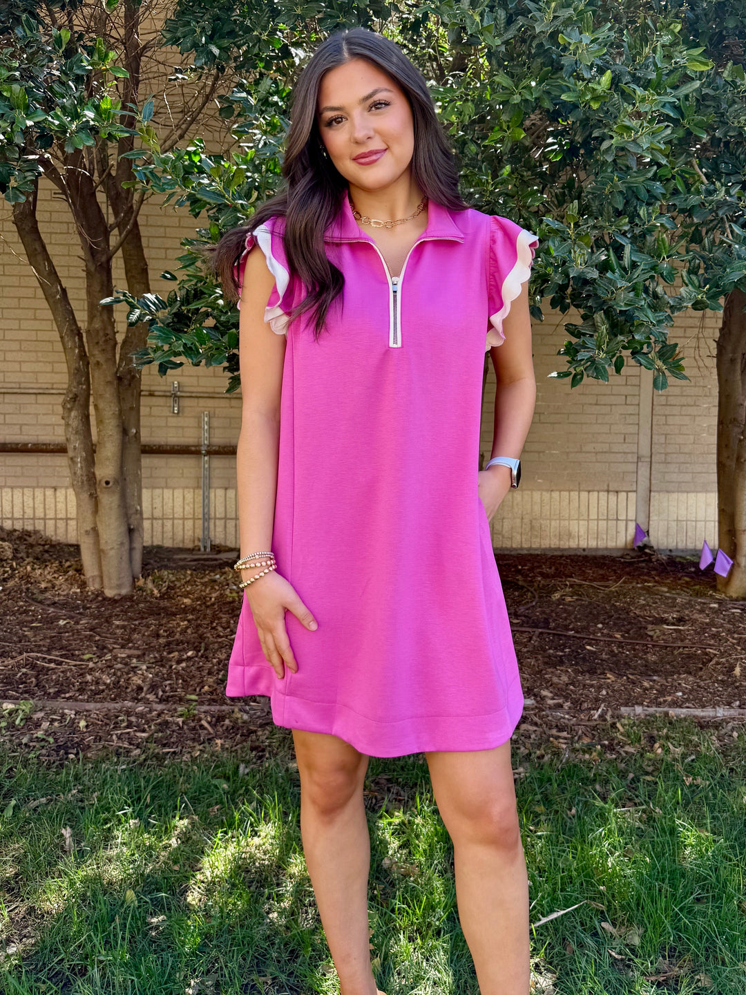 Twist of Magenta 1/4 Zip Dress