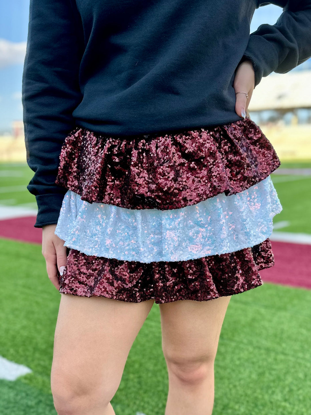 Half Time Maroon Sequin Skirt