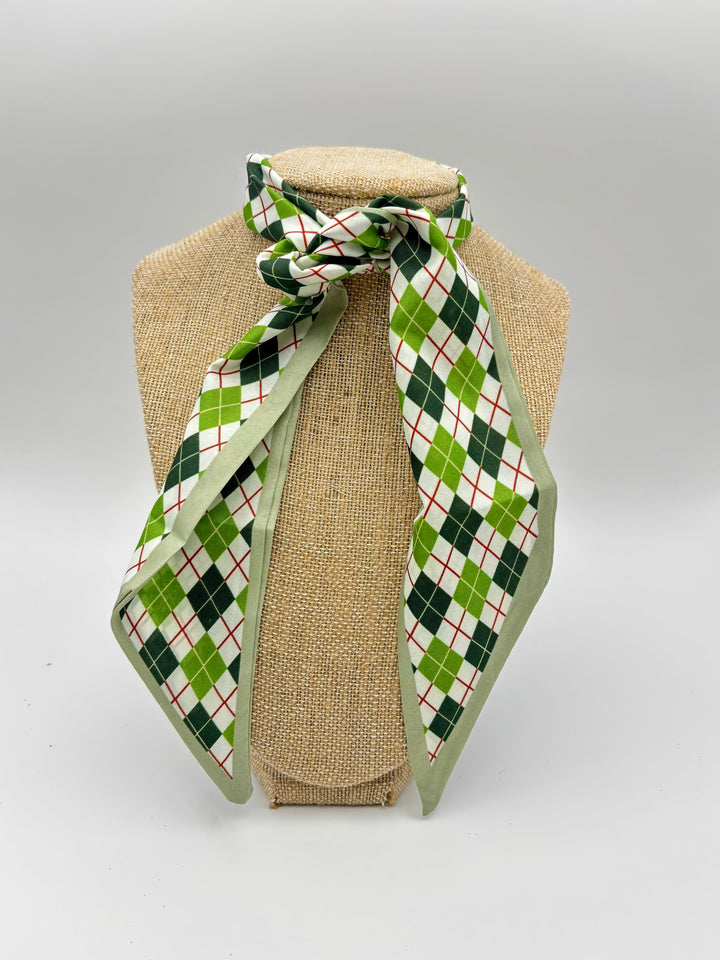 Green Argyle Twilly Scarf