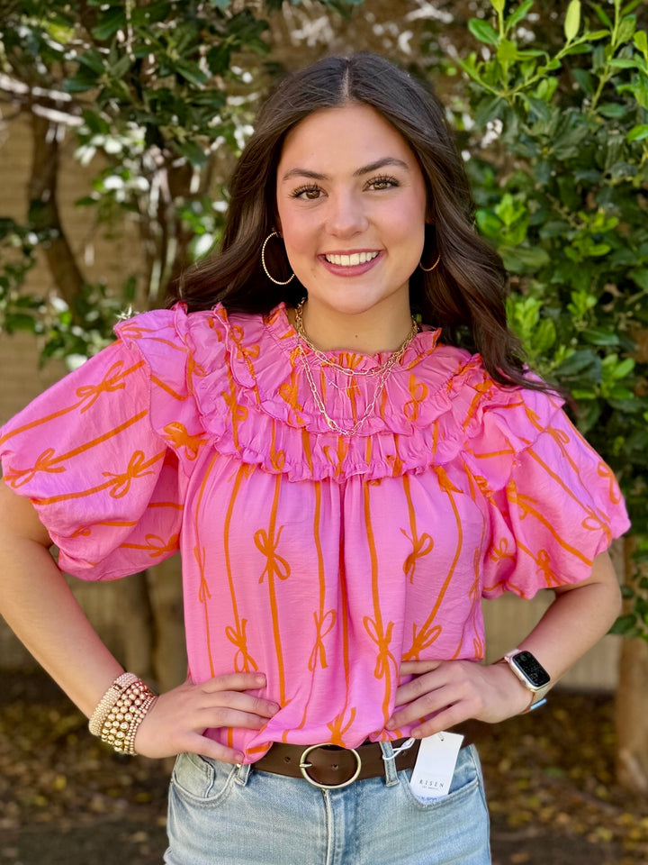 Sunset Bows Ruffled Blouse