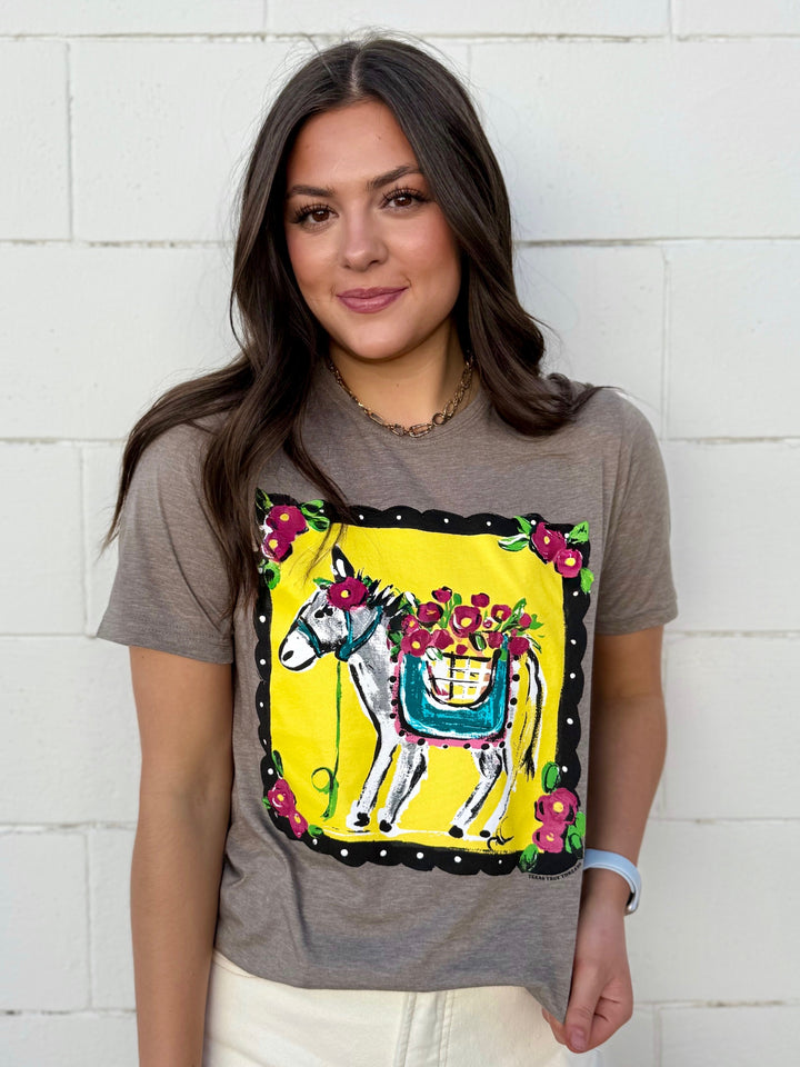 Callie Ann Stetler Hand Painted Burro Tee by Texas True Threads