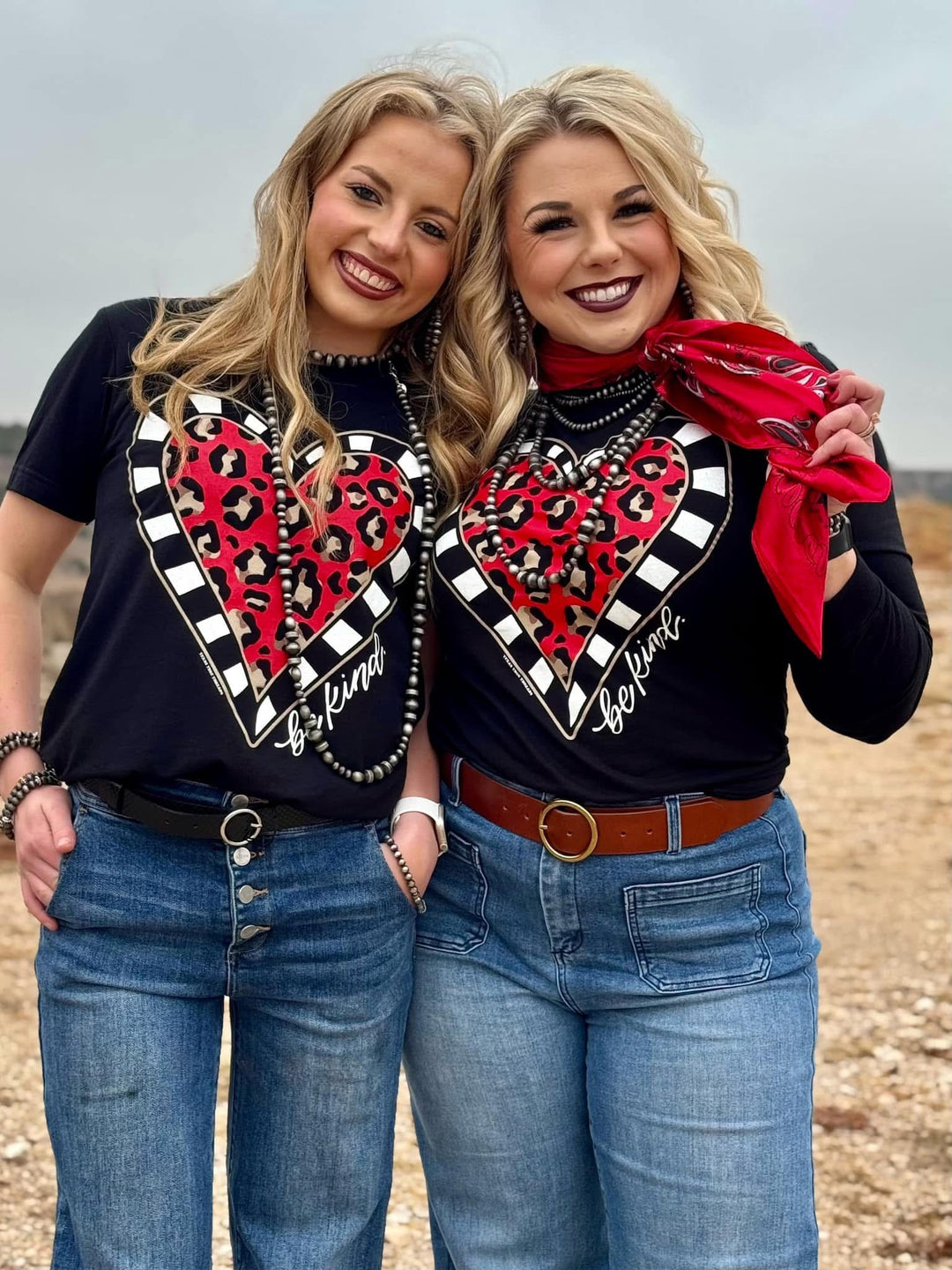 Be Kind Leopard Heart Long Sleeve Tee by Texas True Threads