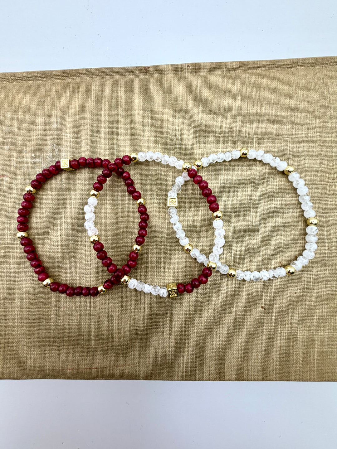 Junie Maroon & White Bracelet Set