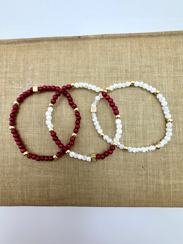 Junie Maroon & White Bracelet Set