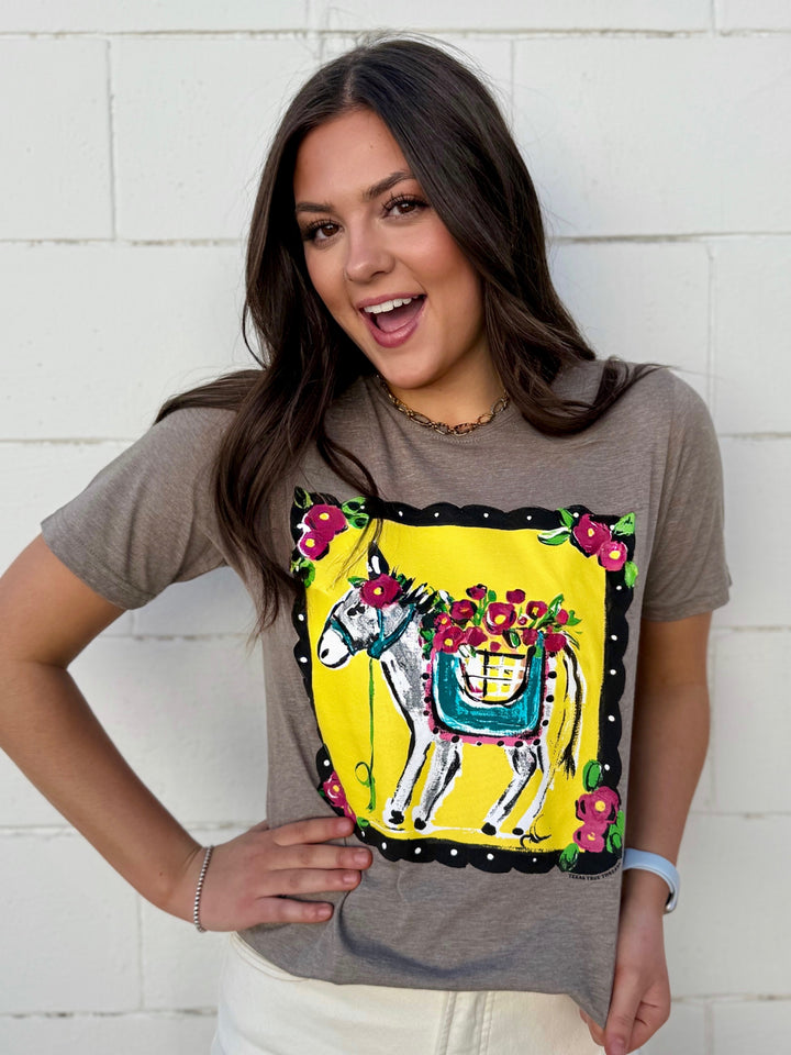 Callie Ann Stetler Hand Painted Burro Tee by Texas True Threads