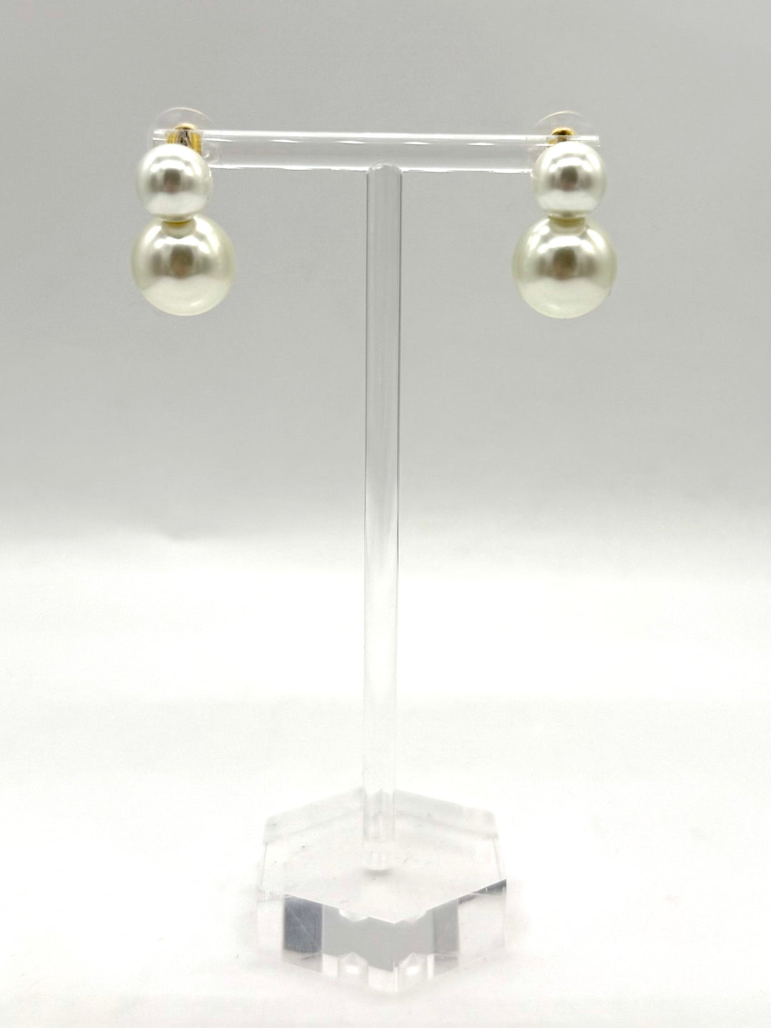 Double Pearl Stud Earrings