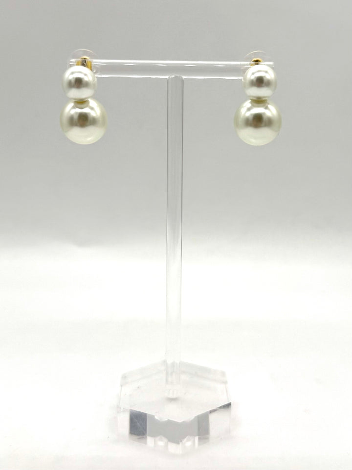 Double Pearl Stud Earrings