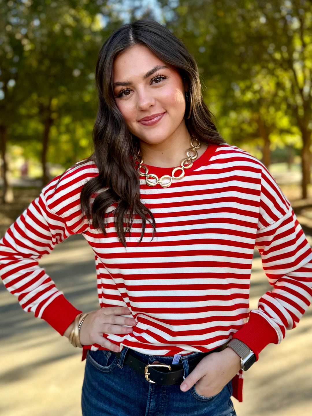 Stripes for the Season Red Top