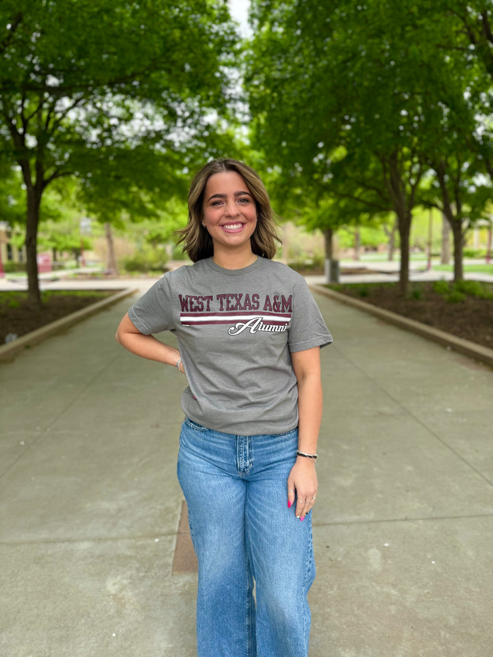 Grey West Texas A&M Alumni Script Tee