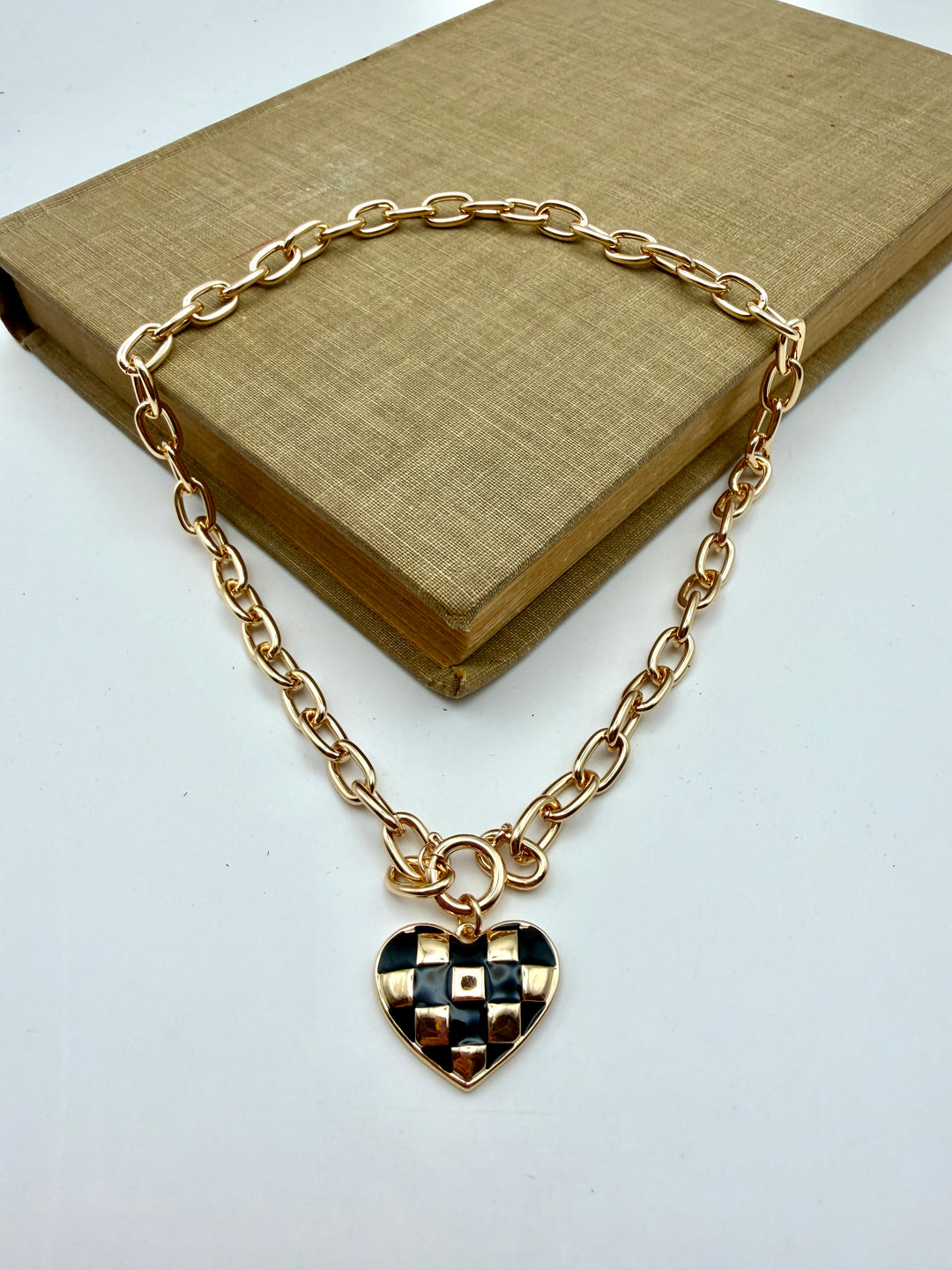 Heart of Gold Check Necklace