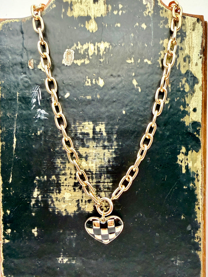 Heart of Gold Check Necklace