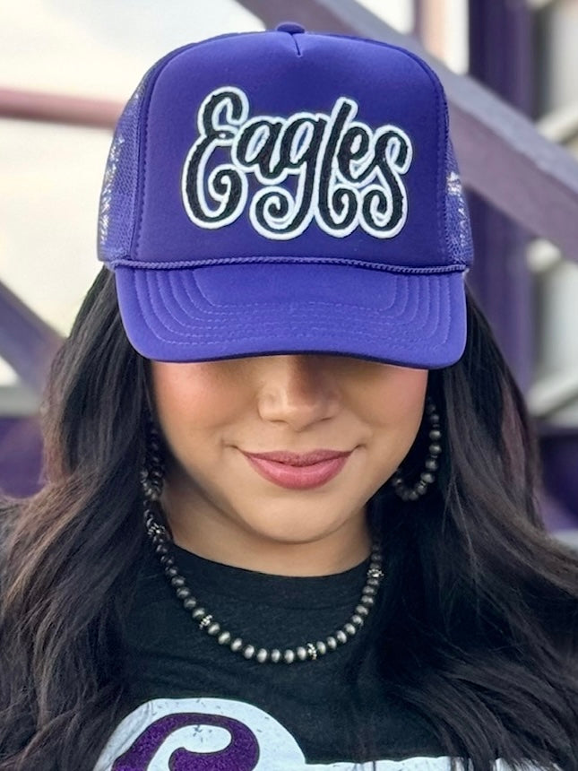 Eagles Chenille Purple Trucker Cap