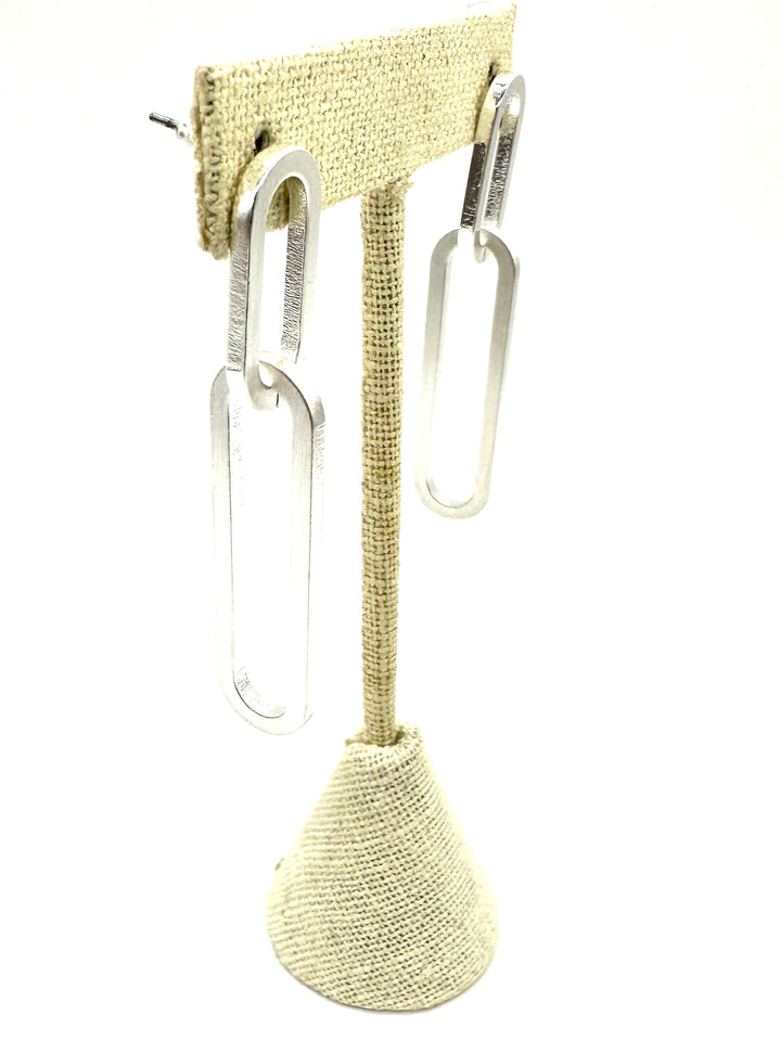 Romper Silver Paper Clip Earrings